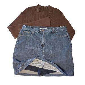 VTG Croft & Barrow Blue Denim Stretch Mini Jean Skort Skirt SZ 12